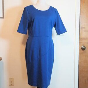 ELLEN TRACY COBALT BLUE 3/4 SLEEVE  DRESS SIZE L *see measurements*